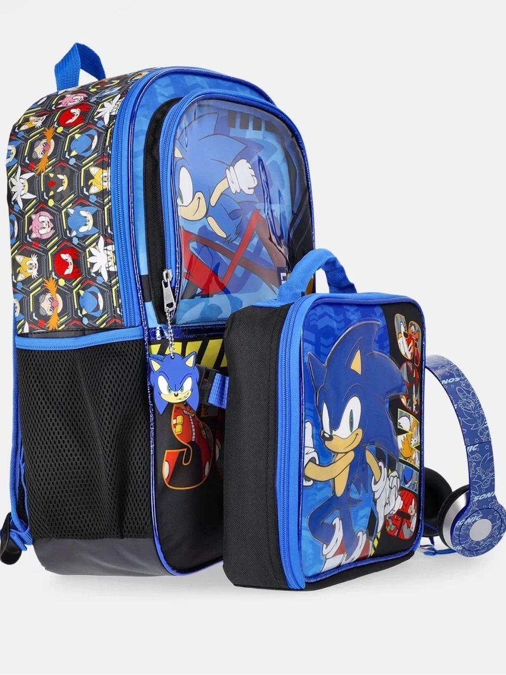 Kids Sonic The Hedgehog Blue Backpack with Matching Headphones